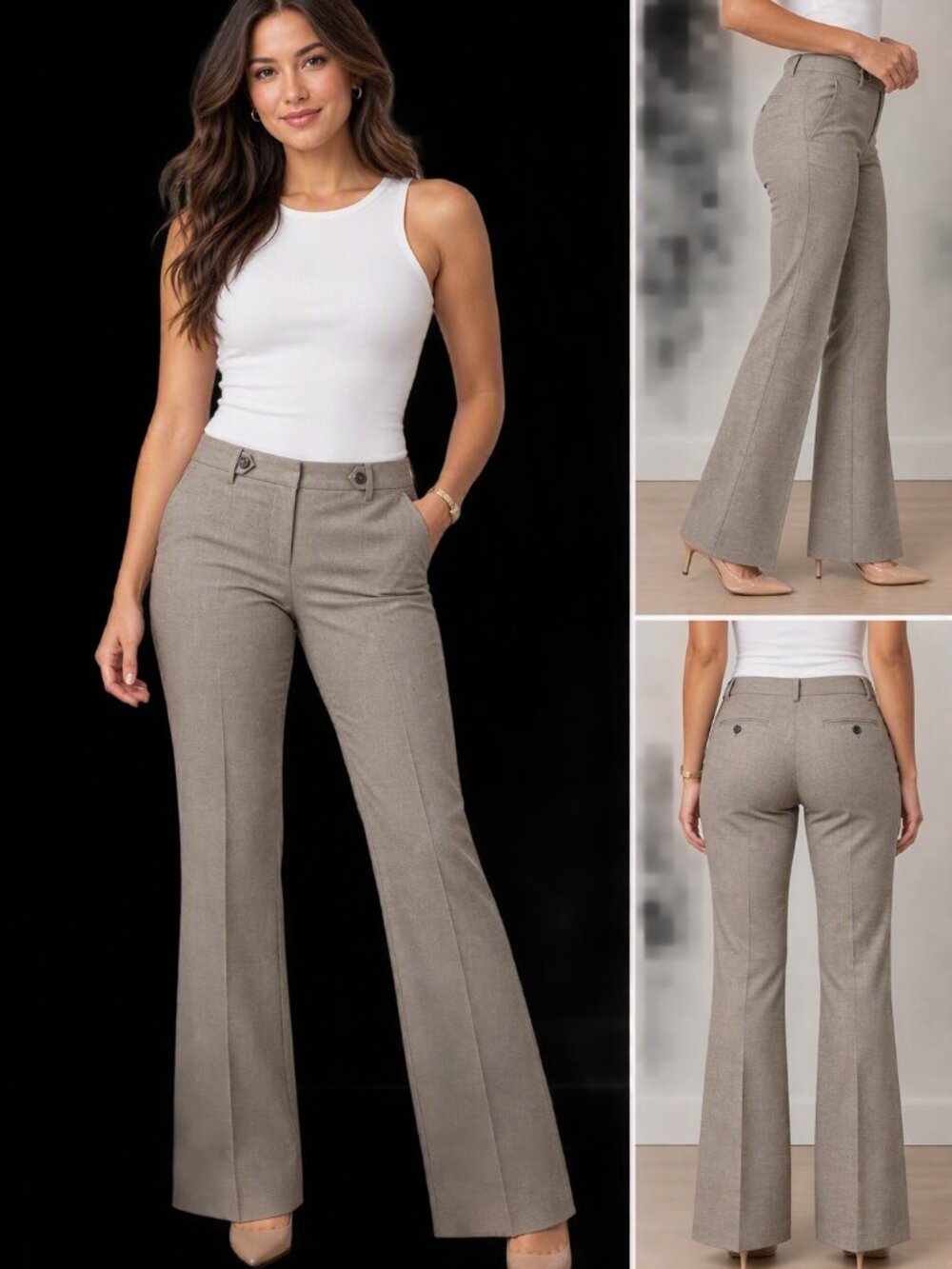 Express Editor Brown Textured Twill Trouser Pant Size 8